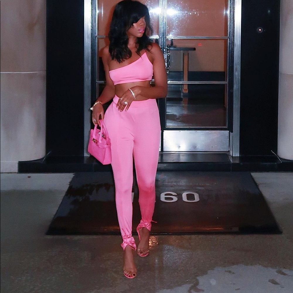 Pink spandex 2 piece set